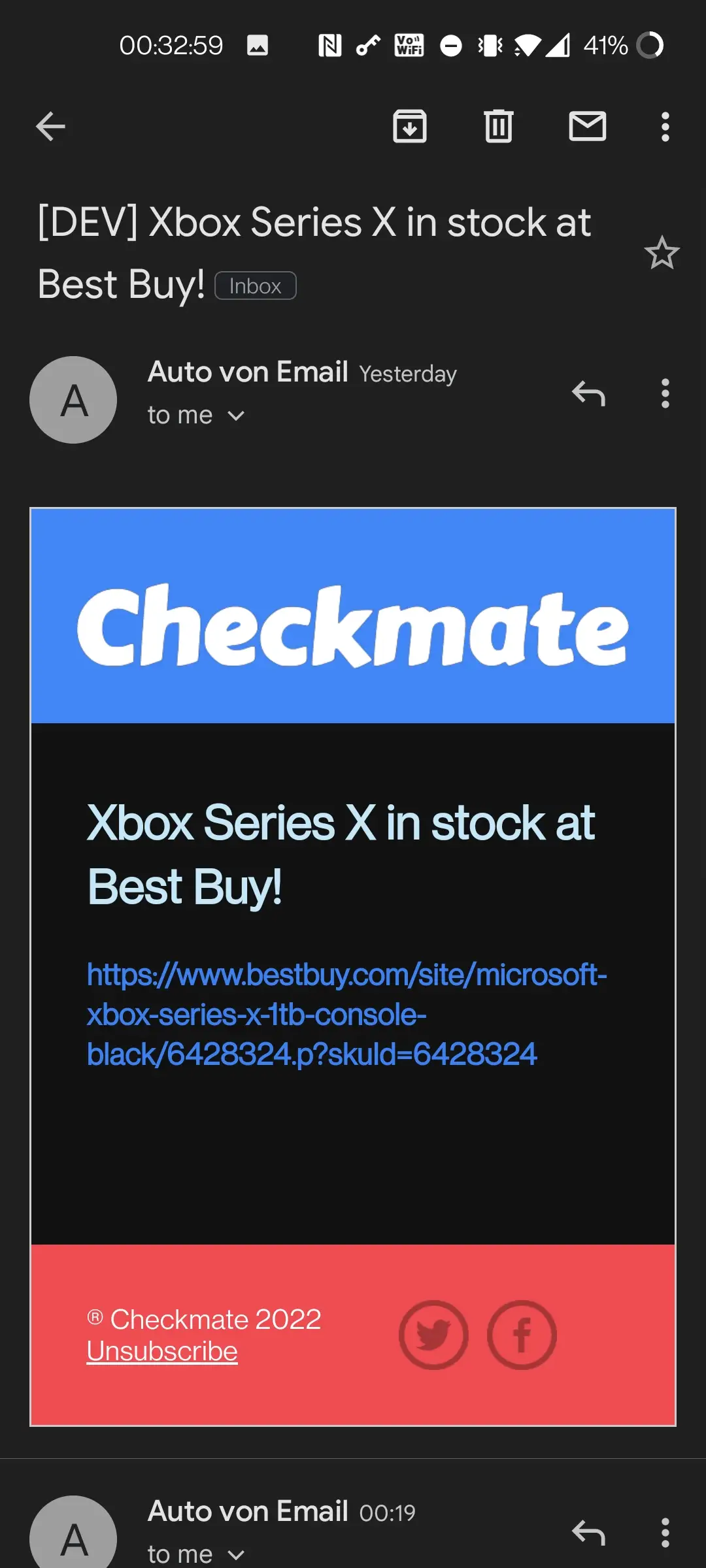 Email alert